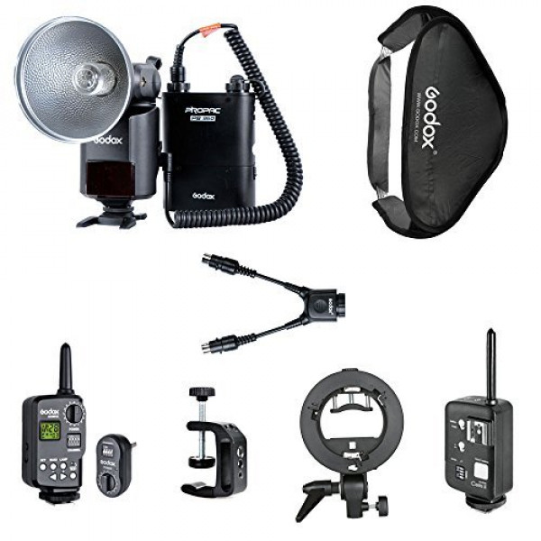 Godox WITSTRO ad-360 Flash PB960 Akku Power Kit + ft-16 Trigger + Zellen Canon ETTL + Bowen Mount S-Typ-Halterung + 60 * 60 cm Softbox + db-02 Y Kabel + Q-Type Clip-39